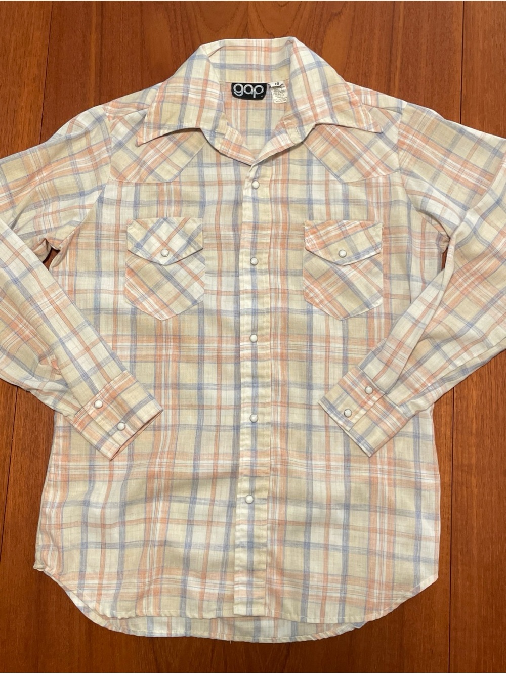 GAP Vintage 70s Women’s Plaid Pearl Snap Button-Down Shirt Western Yoke